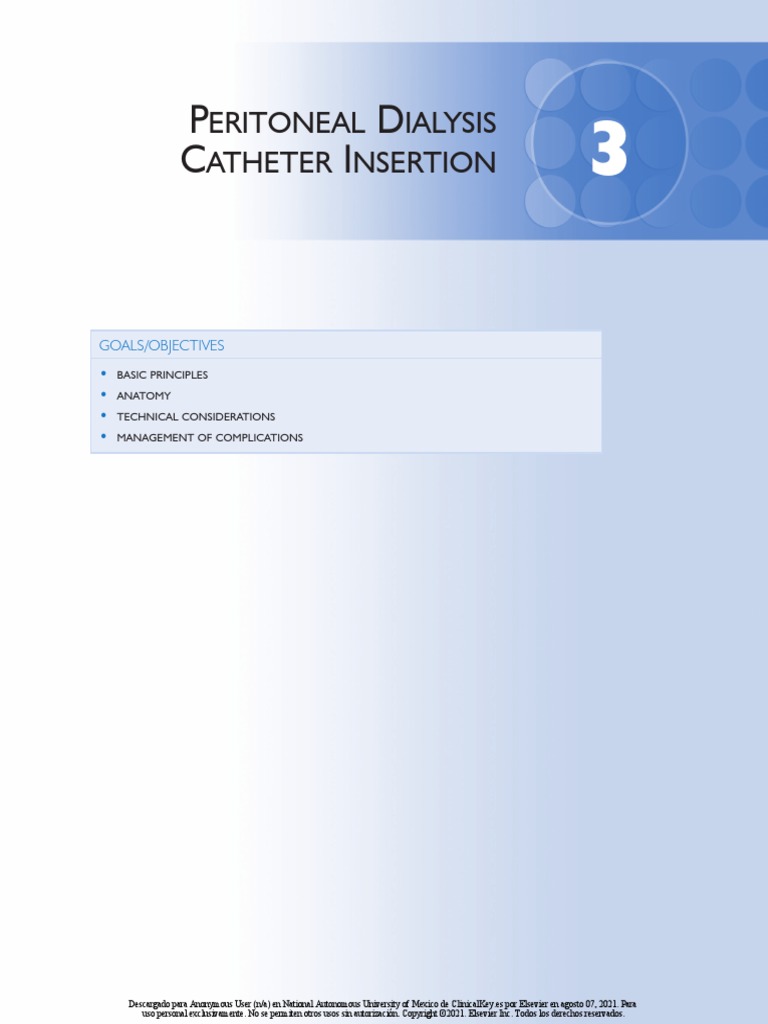 Peritoneal Dialysis Catheter Insertion PDF Dialysis Peritoneum