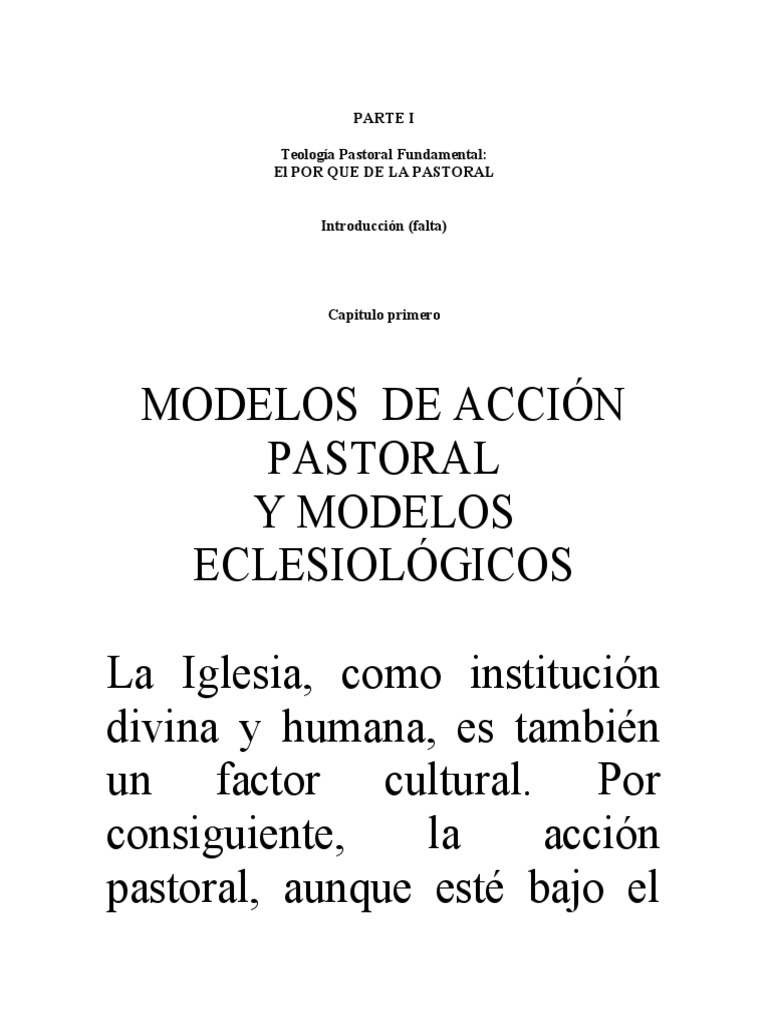 Modelos de Acción Pastoral en la Iglesia | PDF | Iglesia Católica ...