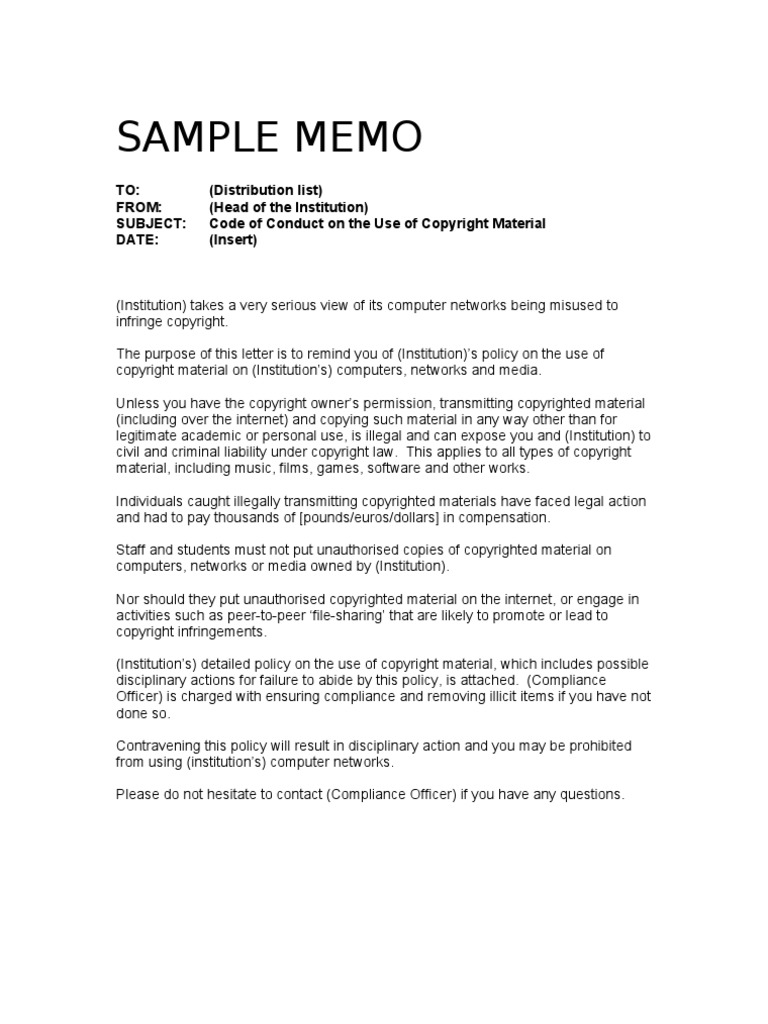 memo assignment example