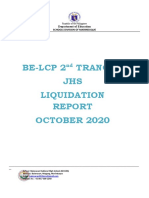 Be-Lcp 2 Tranche JHS Liquidation OCTOBER 2020: Department of Education