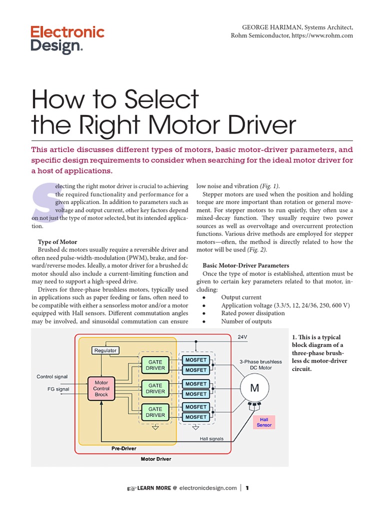 Choosing the Right Motor Driver Types | PDF | Electric Motor ...