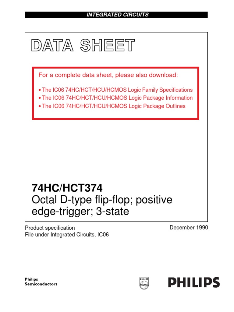 74HC/HCT374 Octal D Flip-Flop Data Sheet | PDF | Electromagnetism ...