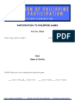 Participation To Philippine Games: Activity Sheet