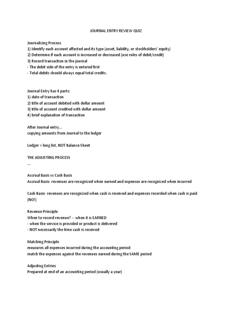 Journal Entry and Adjusting Process Guide | PDF | Debits And Credits ...