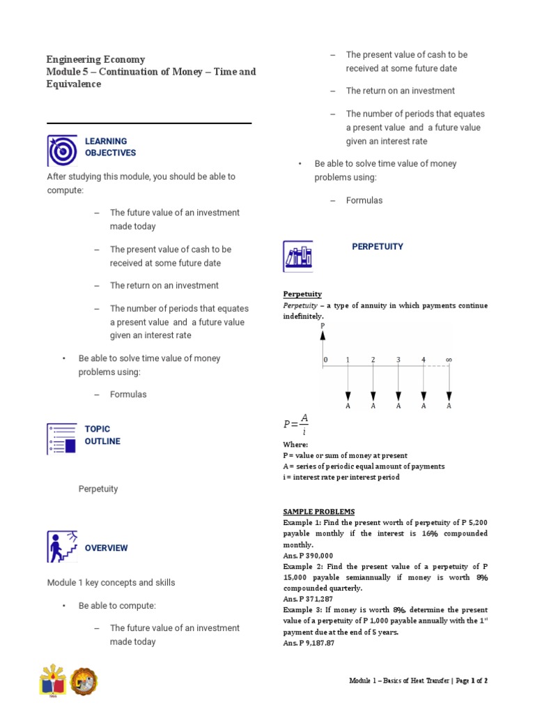 Engineering Economy Module 5 | PDF | Present Value | Time Value Of Money