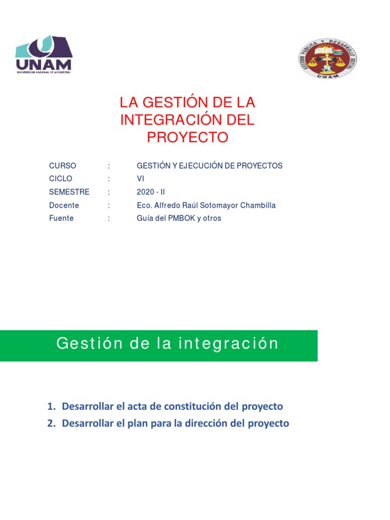 La Gestion de La Integracion de Un Proyecto | PDF | Planificación ...