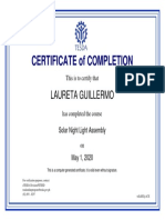 Solar Night Light Assembly - 1 - Certificate of Completion