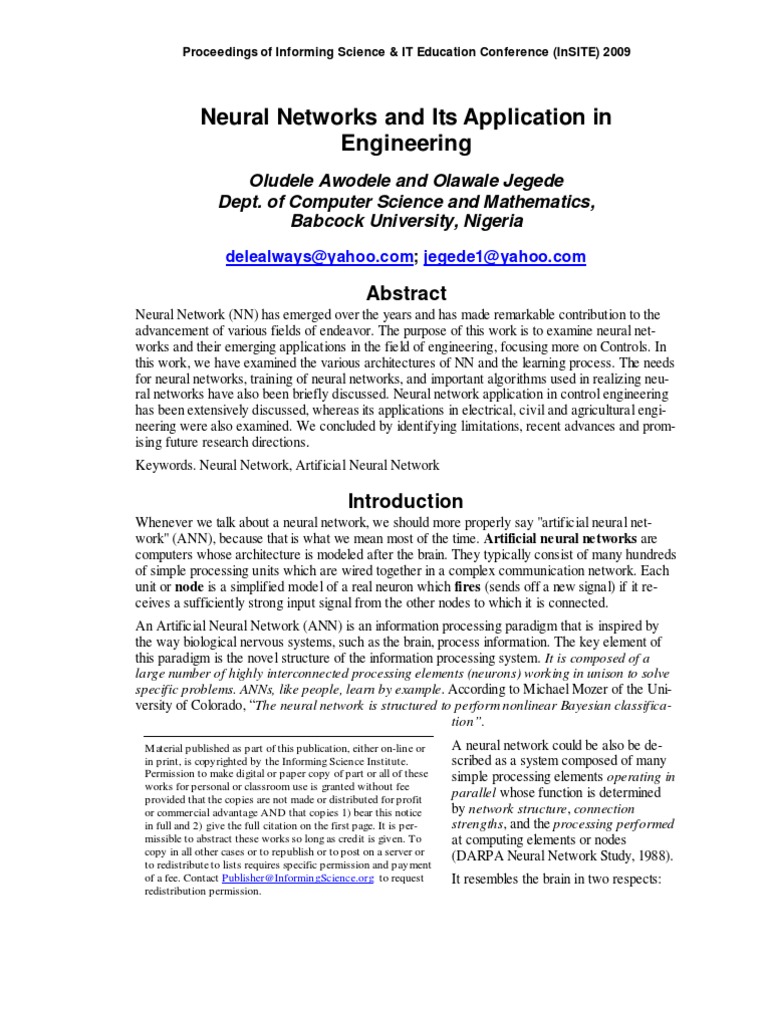 Neural Networks and Its Application in Engineering | PDF | Artificial ...