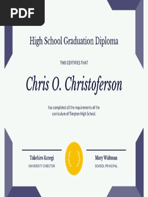 Purple Seal High School Diploma Certificate