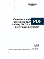 Experience in The Use of Systematic Approach To Training (SA T) For Nuclear Power Plant Personnel