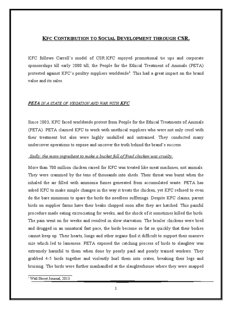 KFC's Corporate Social Responsibility Efforts | PDF | Employment ...