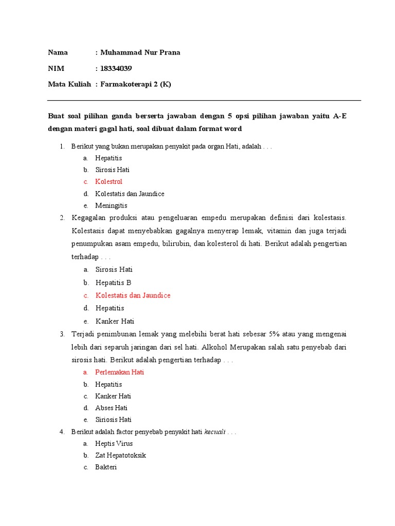 Tugas Farmakoterapi 2 (K) Gagal Hati (Muhammad Nur Prana 18334039) PDF
