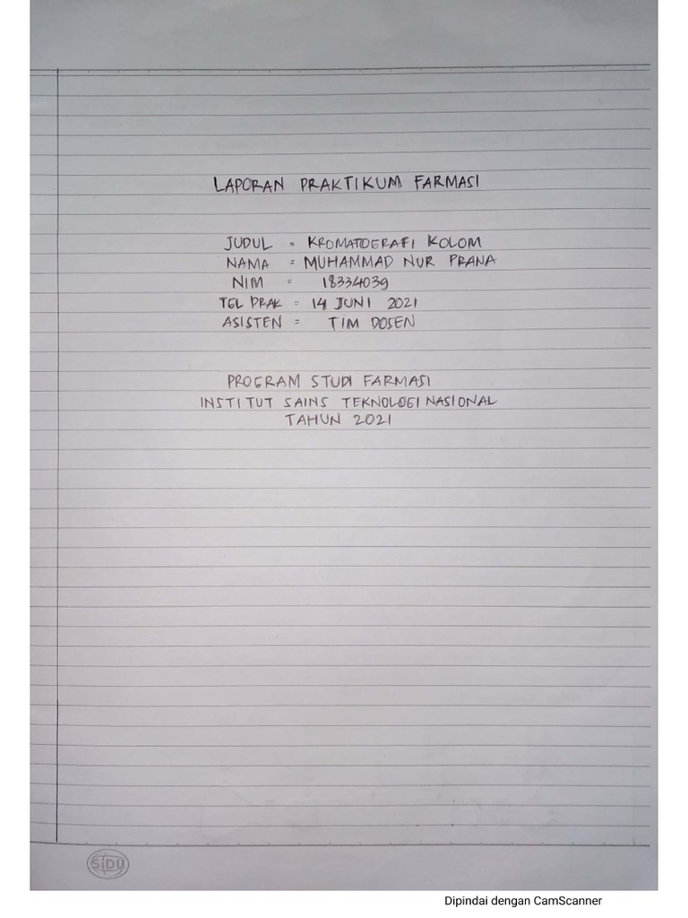 Laporan Praktikum Fitokimia Kromatografi Kolom (18334039 Muhammad Nur