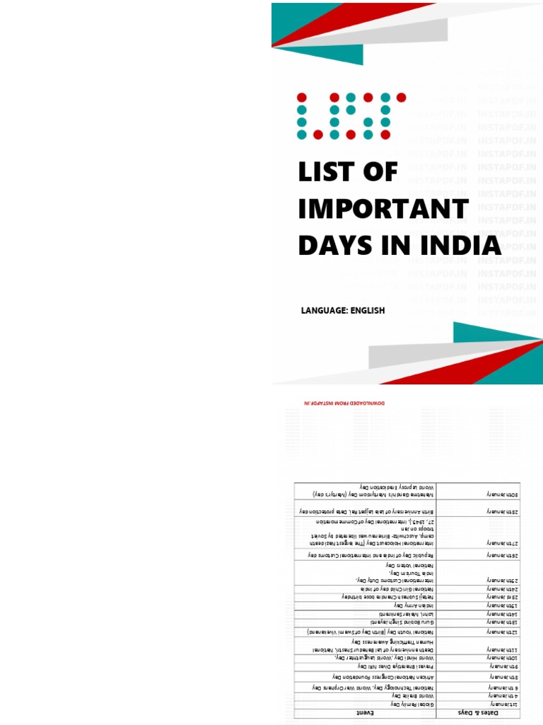 instaPDF InListOfImportantDaysInIndia355 (1) Booklet PDF