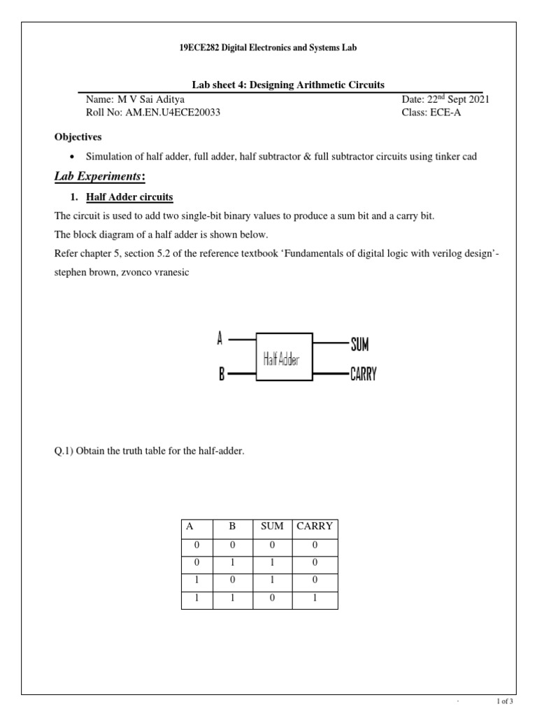Designing Arithmetic Circuits in Tinkercad | PDF | Theory Of ...
