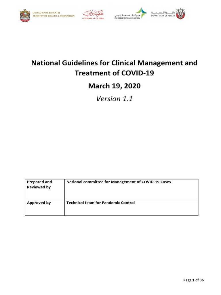 National Guidelines For Clinical Management and Treatment of COVID-19 ...