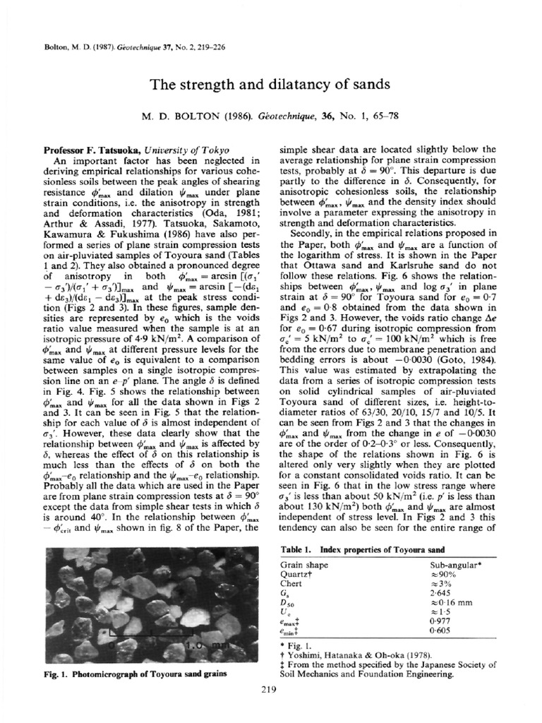 Strength and Dilatancy of Toyoura Sand | PDF | Stress (Mechanics ...