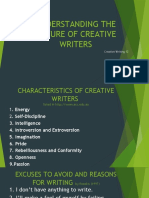 Understanding the Nature of Creative Writers: Characteristics, Excuses, Blocks & Tips