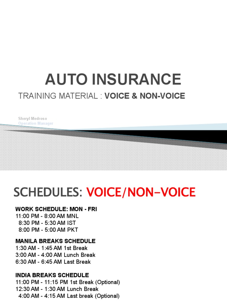 Auto Insurance Training Schedule & Script | PDF | Service Industries