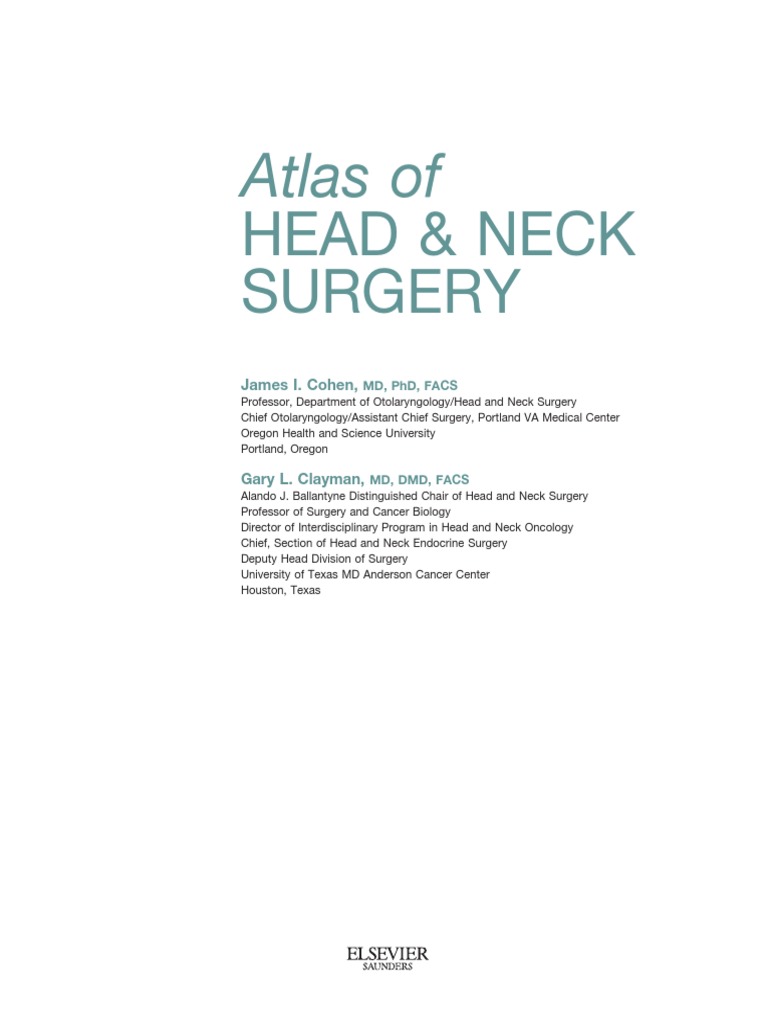 Atlas of Head and Neck Surgery | PDF | Otorhinolaryngology | Doctor Of ...