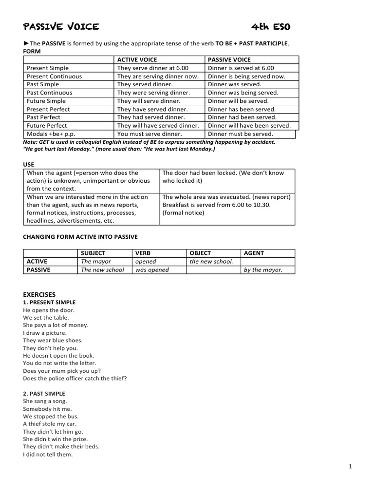 Passive Voice 4th ESO | PDF | Linguistics | Grammar