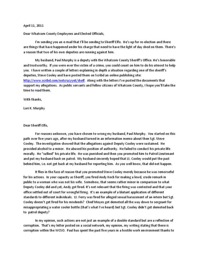 Letter To The Sheriff PDF Justice Crime & Violence