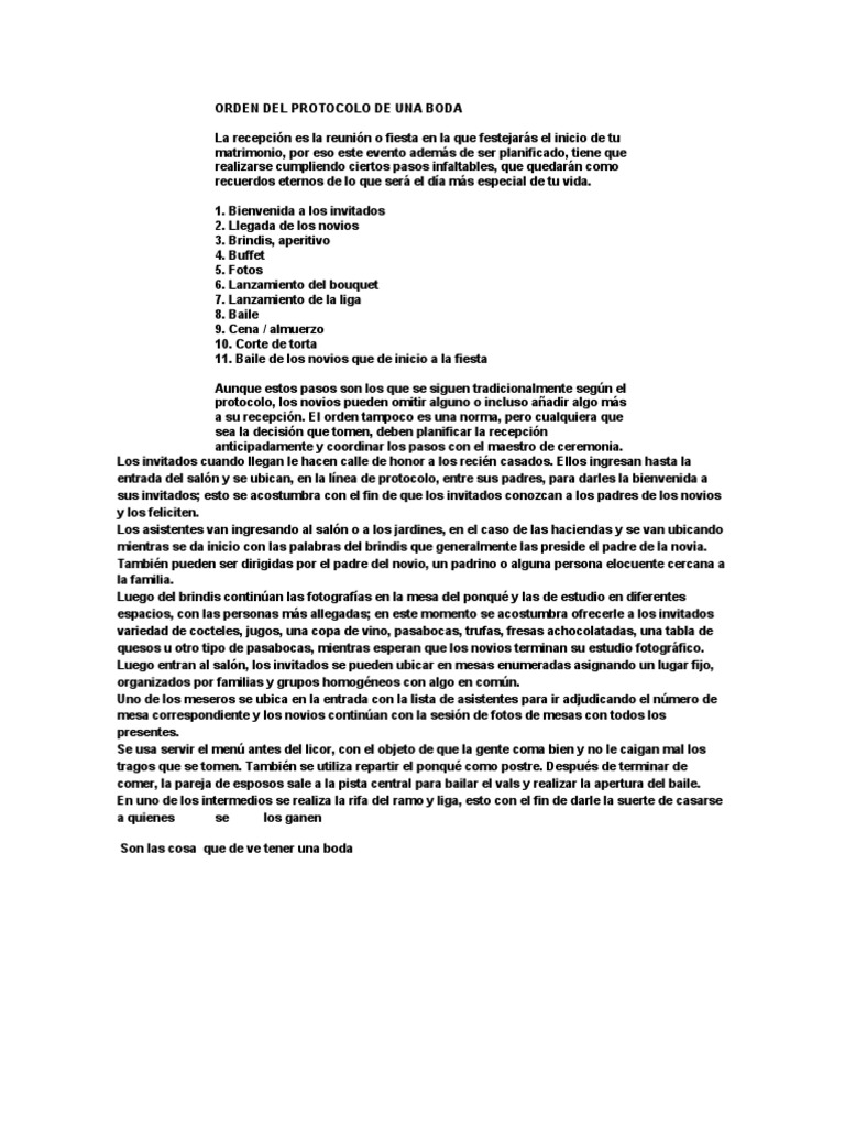 Orden Del Protocolo de Una Boda | PDF | Padrino | Bautismo, image size:768x1024