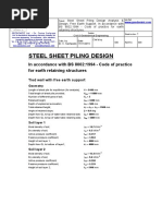 Steel Sheet Piling Design: in Accordance With BS 8002:1994 - Code of Practice For Earth Retaining Structures