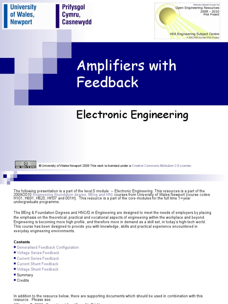 Amplifiers With Feedback: Electronic Engineering | PDF | Amplifier ...