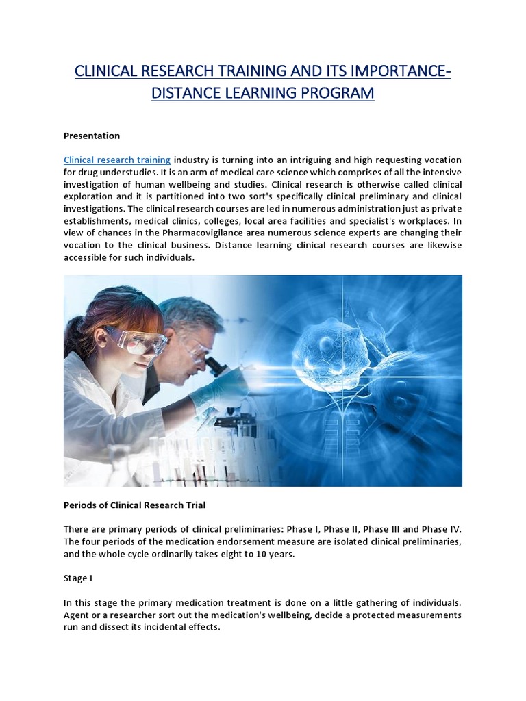 Clinical Research Training And Its Importance Distance Learning