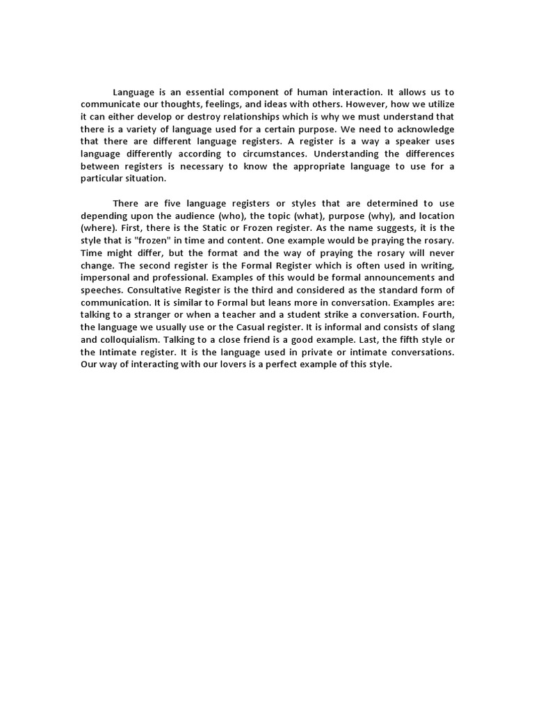 5 Language Registers | PDF