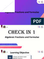 Grade - 8 - Mathematics - Week04 - Algebraic Fractions and Formulae - Check in 4