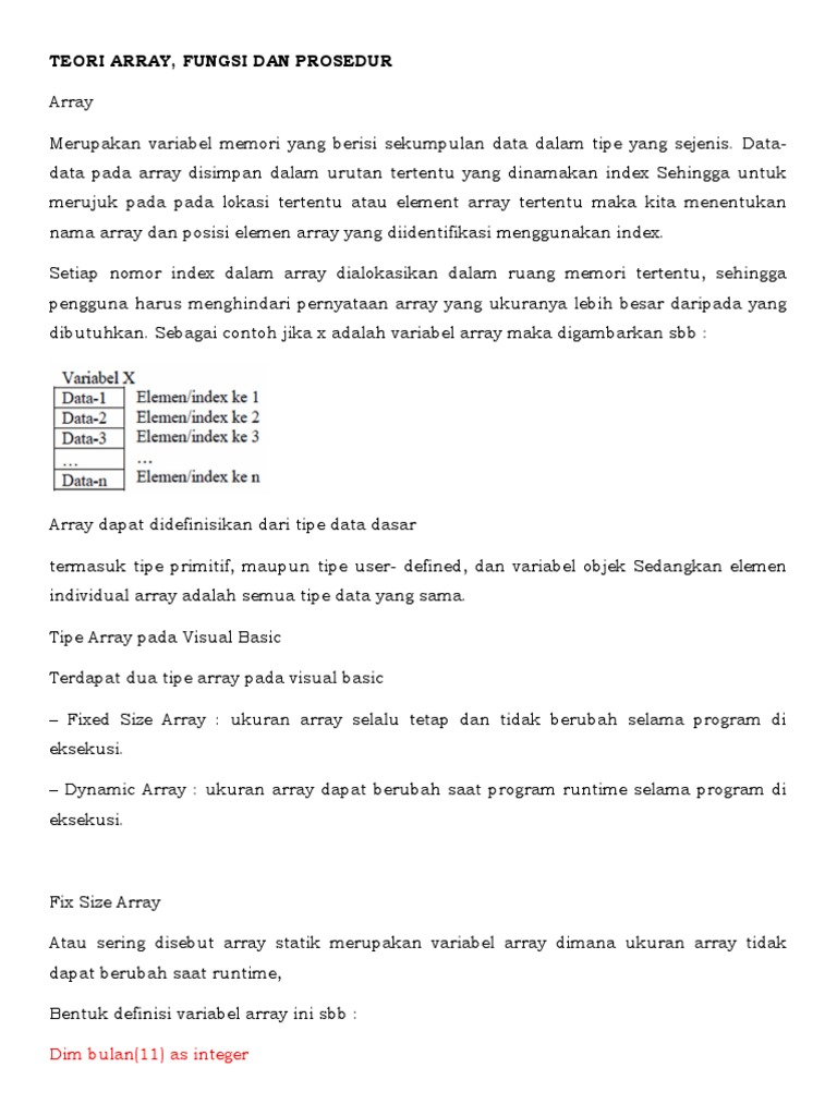 Teori Array dan Prosedur Visual Basic | PDF | Komputer | Teknologi ...