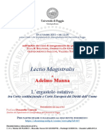 Locandina Lectio Magistralis Manna 23 Settembre 2021