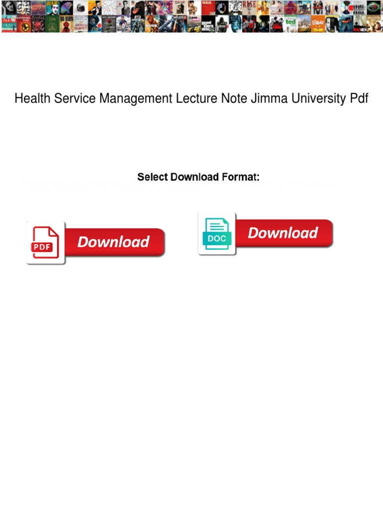 Health Service Management Lecture Note Jimma University PDF PDF
