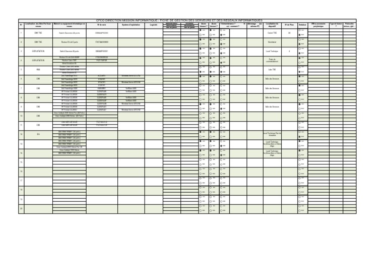 Fiche D'inventaire Des Equipements Reseaux | PDF | Réseau informatique ...