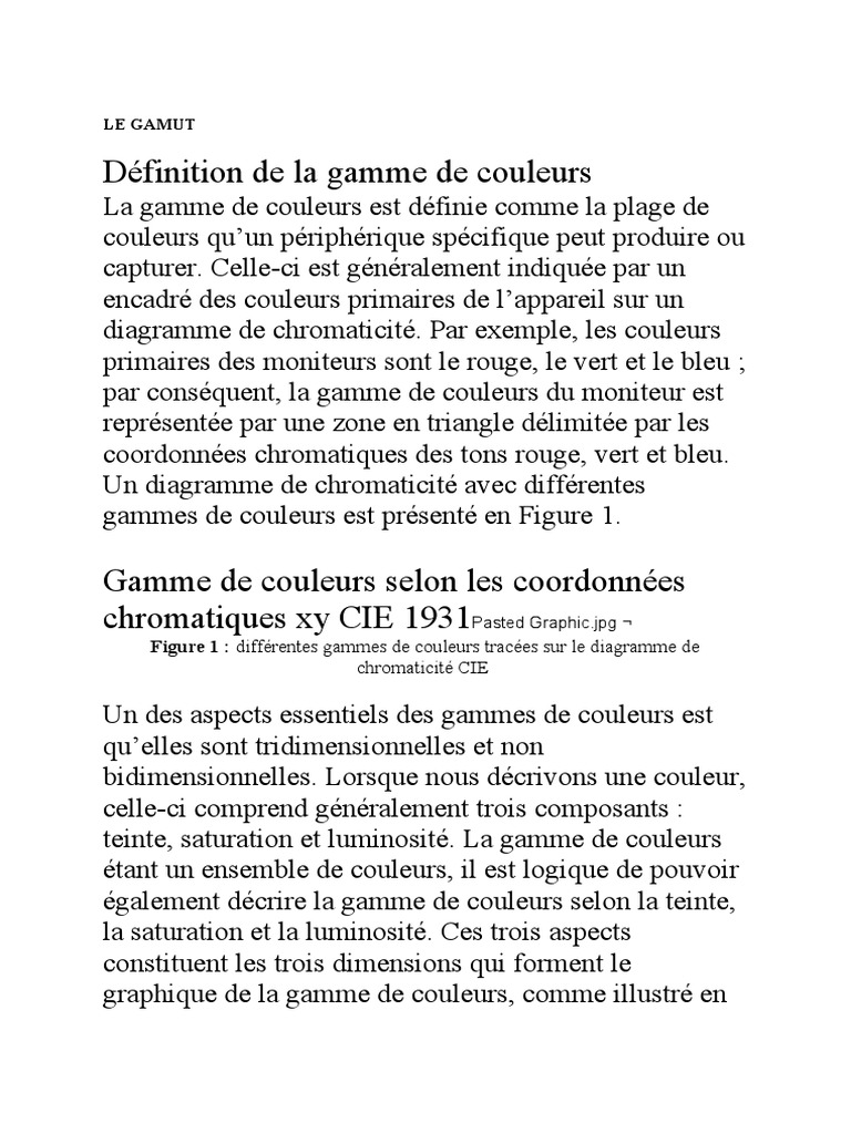Définition de La Gamme de Couleurs: Le Gamut | PDF | Vision | Couleur