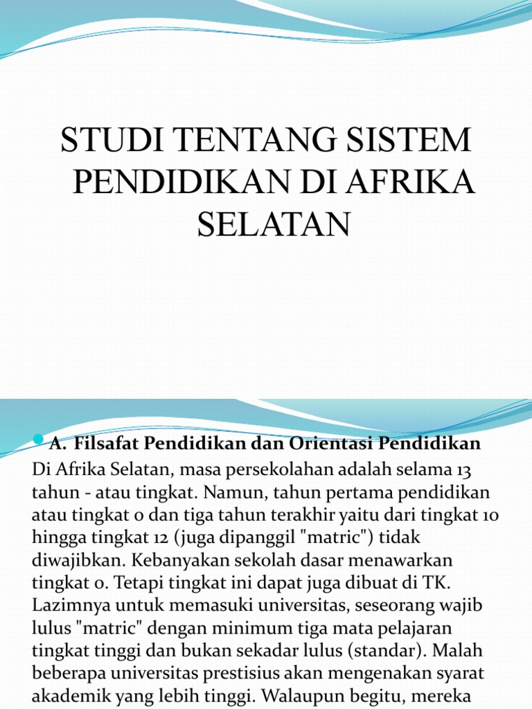 Sistem Pendidikan Di Afrika Selatan Pdf