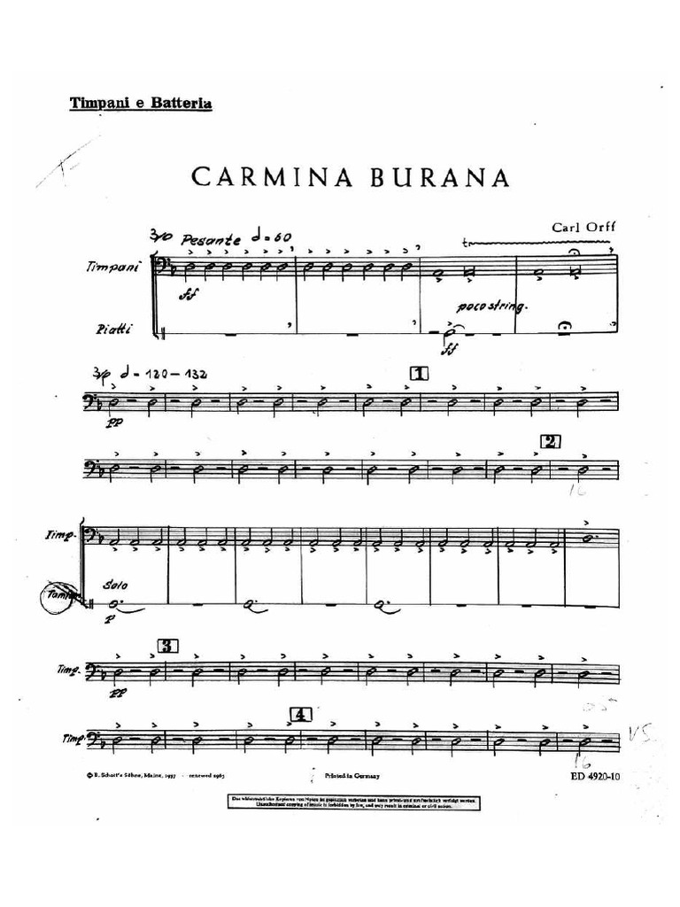 Carmina Burana - Partition Chorale Cantiones Profanae - Œuvre Classique
