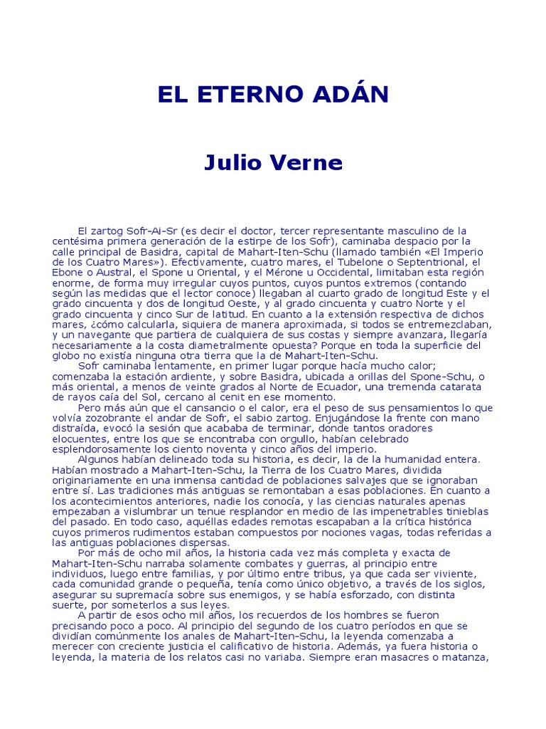 Julio Verne El Eterno Adan PDF Homo Sapiens Plantas