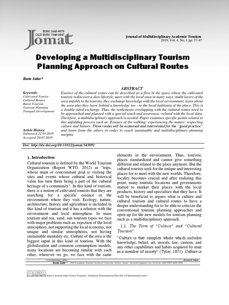 Developing A Multidisciplinary Tourism Planning Approach On Cultural ...