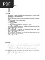 Activity 1: True or False: Identify The Type of Reaction in The Following Situations