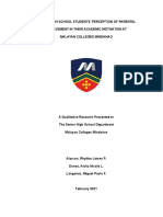 Senior High School Students' Perception of Parental Involvement in Their Academic Motivation at Malayan Colleges Mindanao