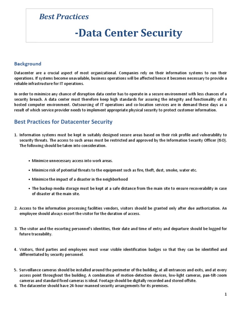 Data Center Security Best Practices Guide | PDF | Information Security ...