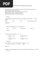 MCQ 18ce310 Fourier Series and Partial Differential Equations