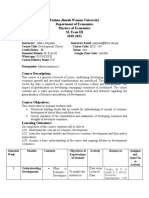 Course Outline Development Theory (M.Econ III)