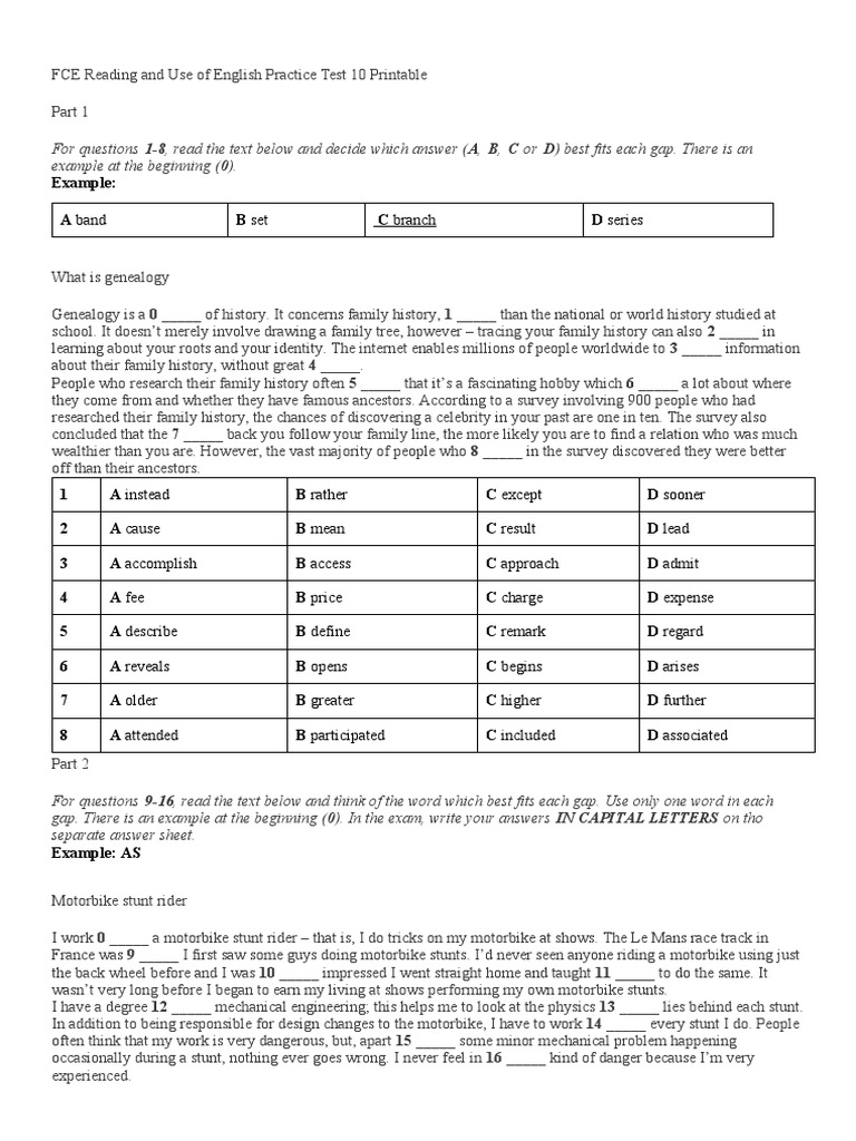 eNGEXAM TEST 10 Use of ENGLISH PDF Sunglasses Plural