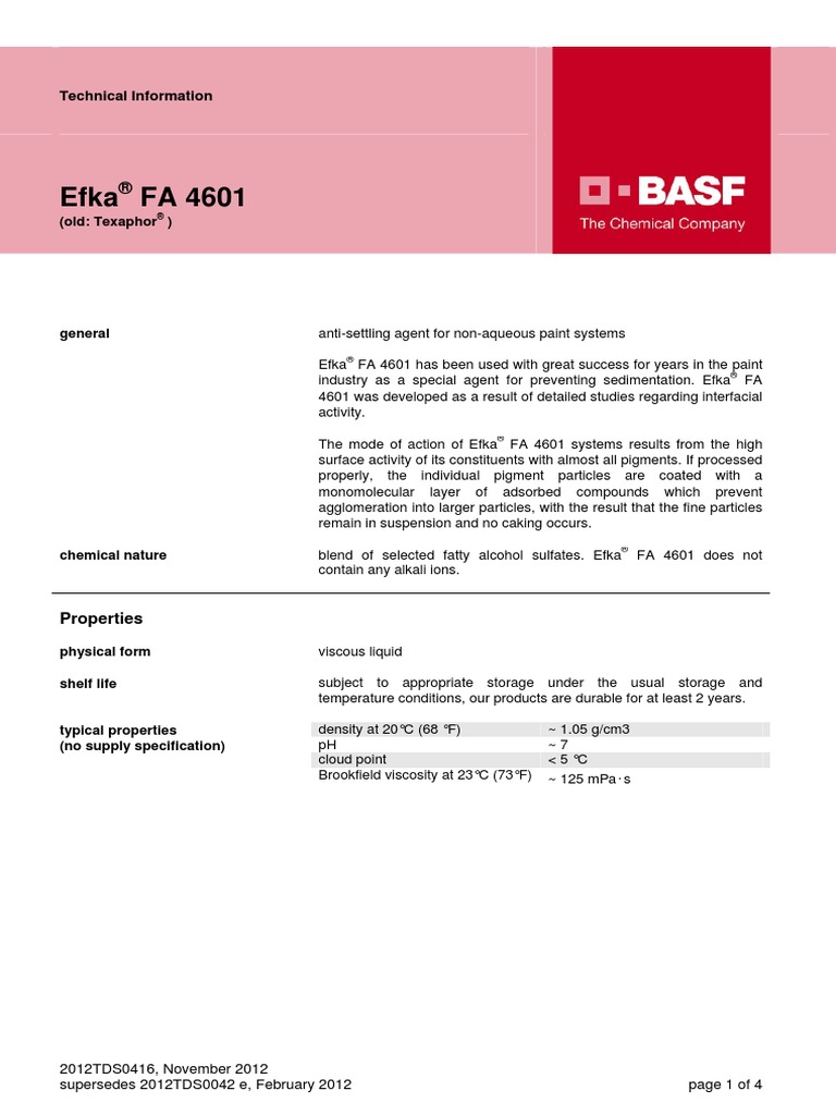 Efka® Fa 4620 By Basf Formulation Additives – JIOES