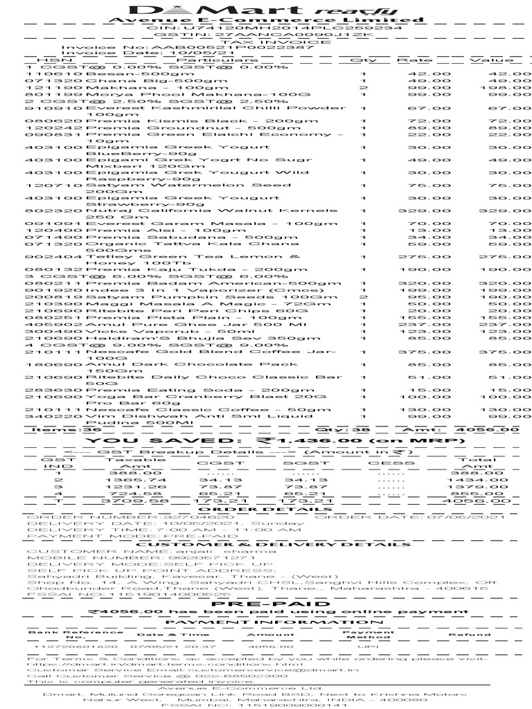Avenue Limited You Saved PDF Foods