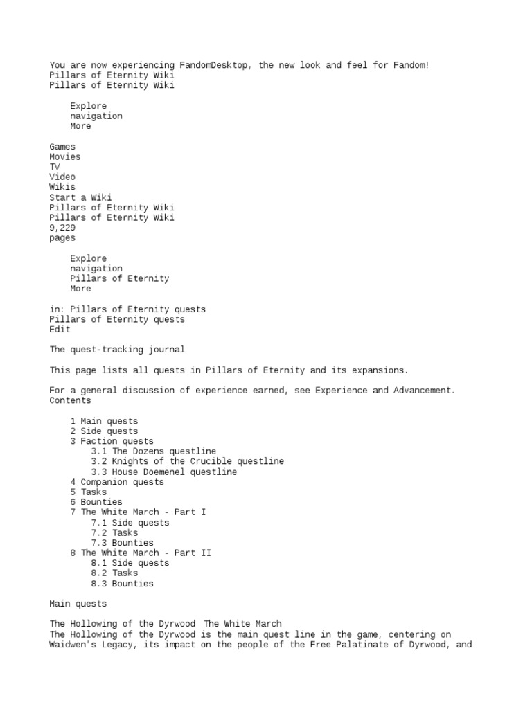 Pillars of Eternity Quest Guide PDF